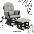 Pemberly Row Wood and Fabric Glider and Ottoman in Black and Gray