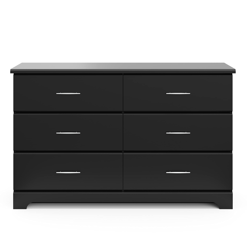 Pemberly Row 6-Drawer Engineered Wood Dresser with Euro-Glide Tracks in Black