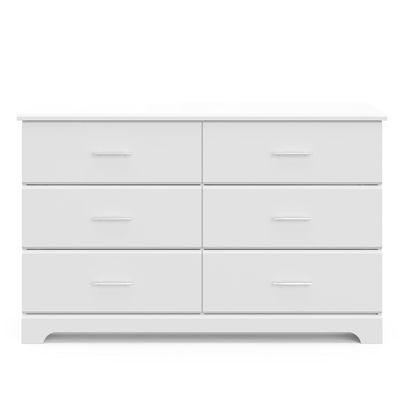 Pemberly Row 6-Drawer Engineered Wood Dresser with Euro-Glide Tracks in White