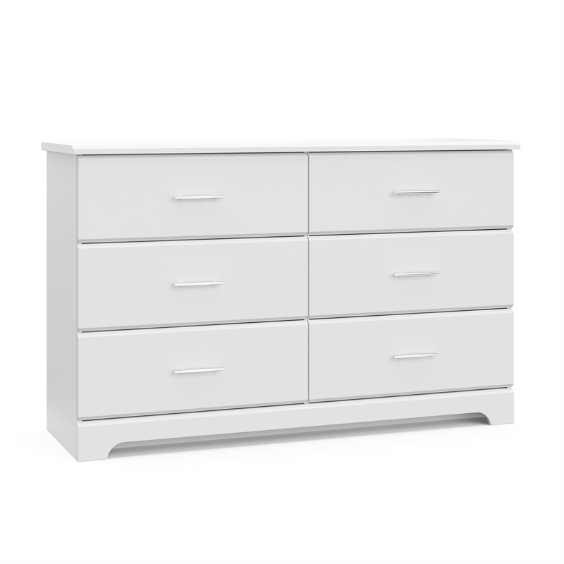 Pemberly Row 6-Drawer Engineered Wood Dresser with Euro-Glide Tracks in White