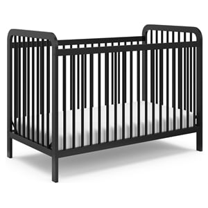 Pemberly Row 53.8&quot 3-in-1 Pine Wood Convertible Crib in Black