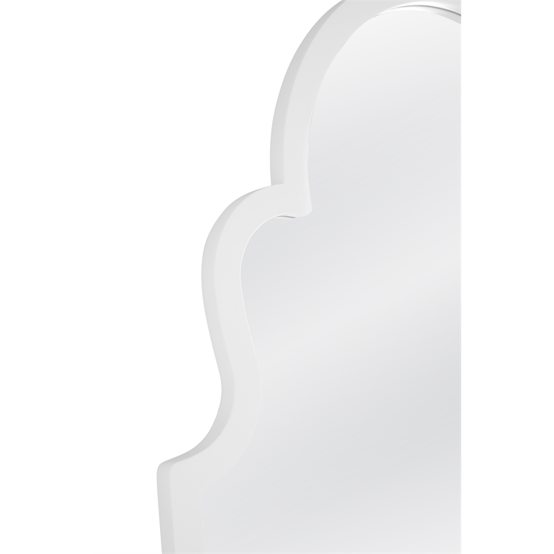Pemberly Row Arched Floor Mirror in White Lacquer Resin Frame
