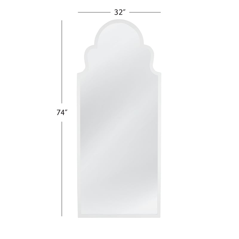 Pemberly Row Arched Floor Mirror in White Lacquer Resin Frame