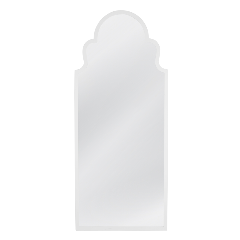 Pemberly Row Arched Floor Mirror in White Lacquer Resin Frame