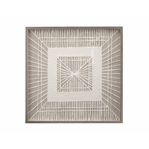 Pemberly Row Woven Shadow Box Wall Art in Natural Wood Frame