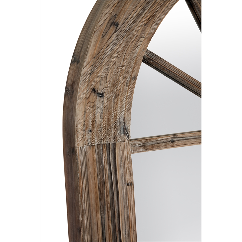 Pemberly Row Arched Floor Mirror in Weathered Greige Engineered Wood