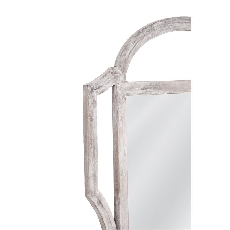 Pemberly Row Rectangular Cutout Wall Mirror in Weathered White Wash