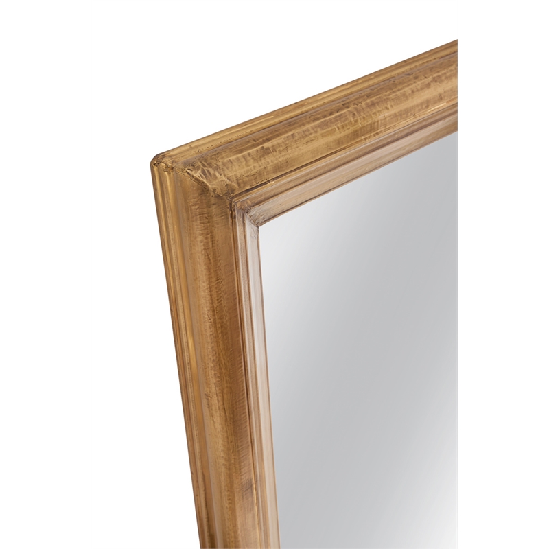 Pemberly Row Rectangular Brass Clad Wall Mirror in Gold Metal