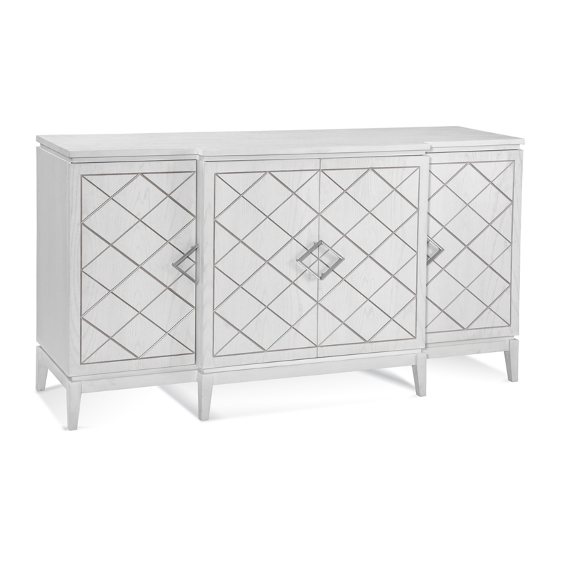 Pemberly Row 4-Door Rubberwood and Oak Veneer Server in White