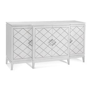Pemberly Row 4-Door Rubberwood and Oak Veneer Server in White