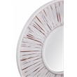 Pemberly Row Round Weathered Radial Wall Mirror in White Wash