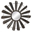 Pemberly Row Industrial Wood Wall Mirror in Antique Iron Brown