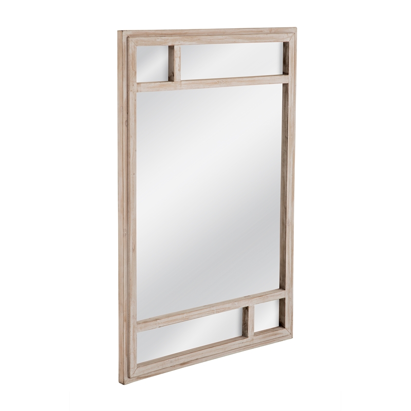 Pemberly Row Geometric Coastal Wall Mirror in White Wash Wood