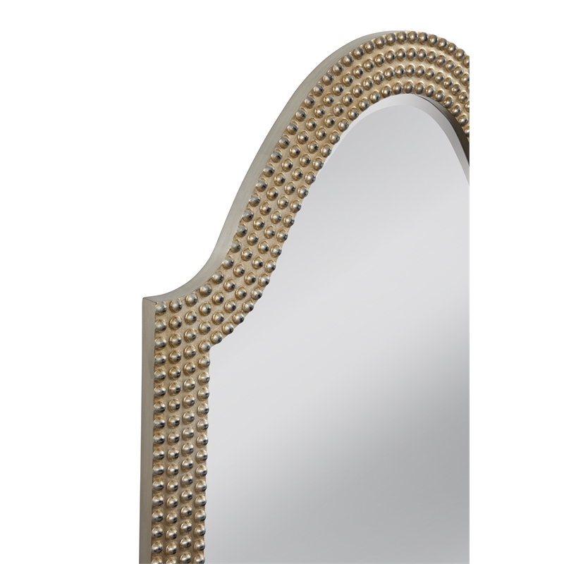 Pemberly Row Shield Silhouette Wall Mirror in Antique Silver