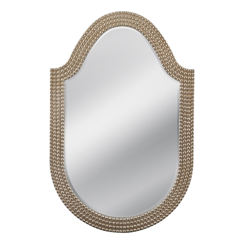Pemberly Row Shield Silhouette Wall Mirror in Antique Silver