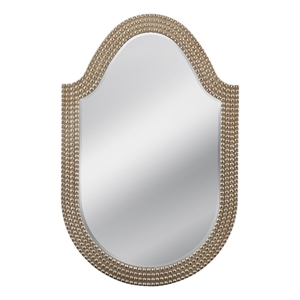Pemberly Row Shield Silhouette Wall Mirror in Antique Silver