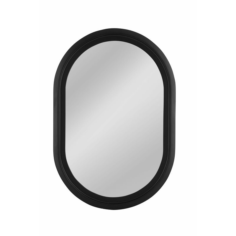 Pemberly Row Oval Farmhouse Wall Mirror in Matte Black Resin