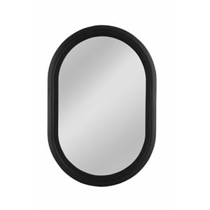 Pemberly Row Oval Farmhouse Wall Mirror in Matte Black Resin
