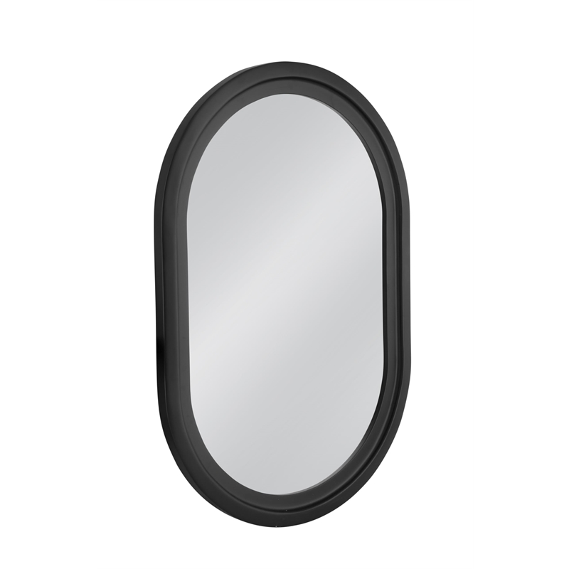 Pemberly Row Oval Farmhouse Wall Mirror in Matte Black Resin