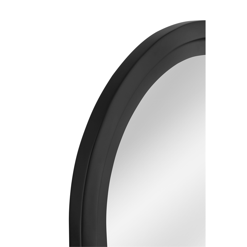 Pemberly Row Oval Farmhouse Wall Mirror in Matte Black Resin