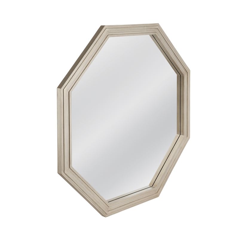Pemberly Row Octagonal Wall Mirror in Plated Silver Engineered Wood