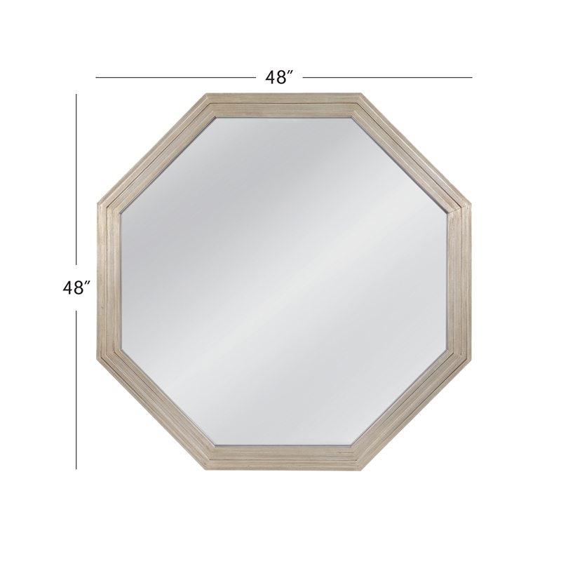 Pemberly Row Octagonal Wall Mirror in Plated Silver Engineered Wood