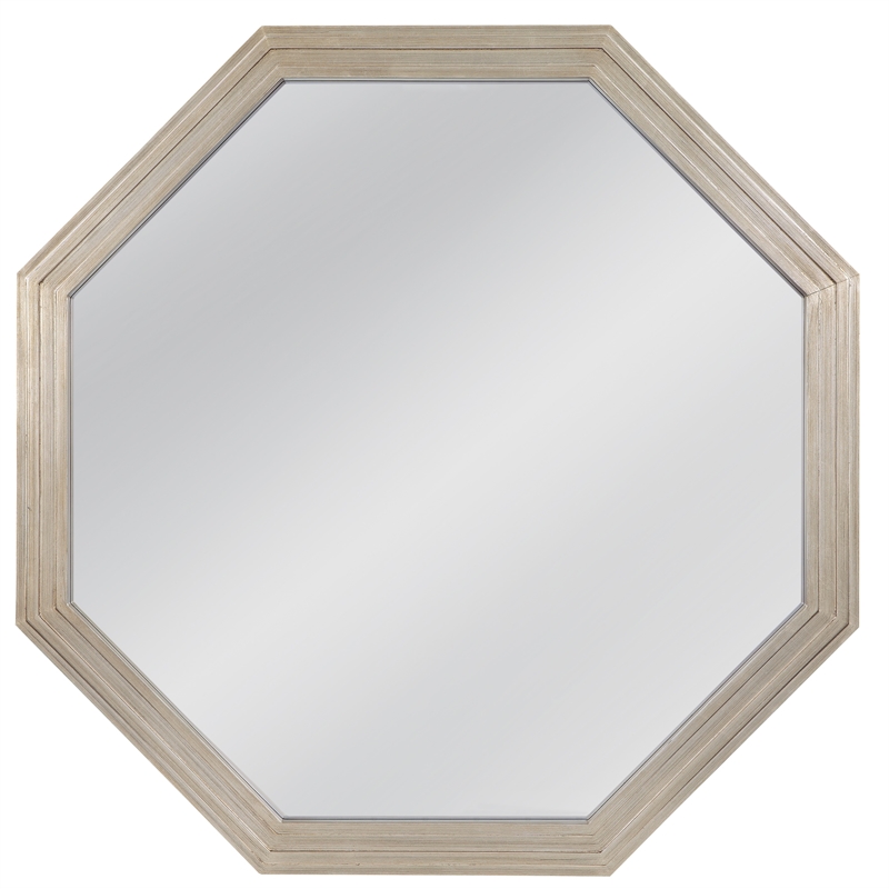 Pemberly Row Octagonal Wall Mirror in Plated Silver Engineered Wood