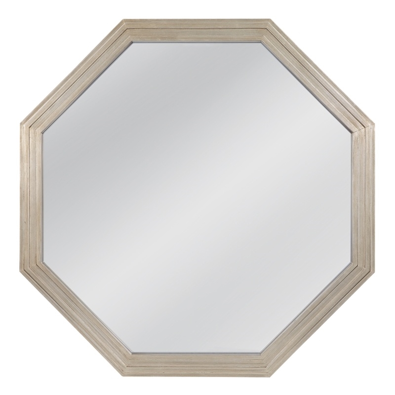 Pemberly Row Octagonal Wall Mirror in Plated Silver Engineered Wood