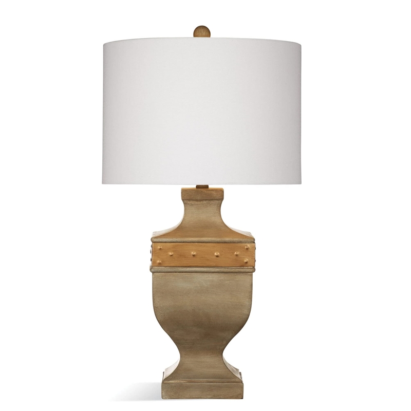 Pemberly Row Modern Hand Crafted Resin Table Lamp in Dark Concrete