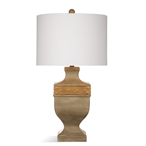 Pemberly Row Modern Hand Crafted Resin Table Lamp in Dark Concrete