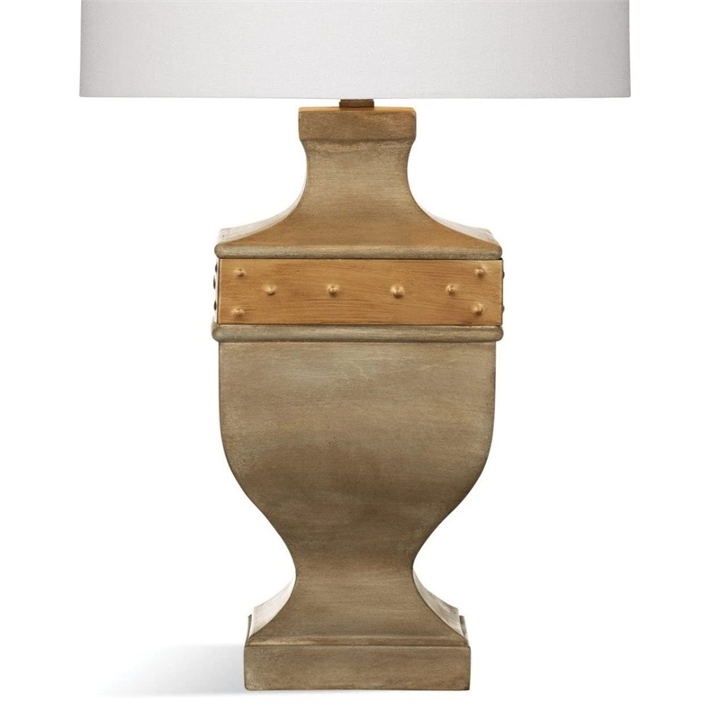 Pemberly Row Modern Hand Crafted Resin Table Lamp in Dark Concrete