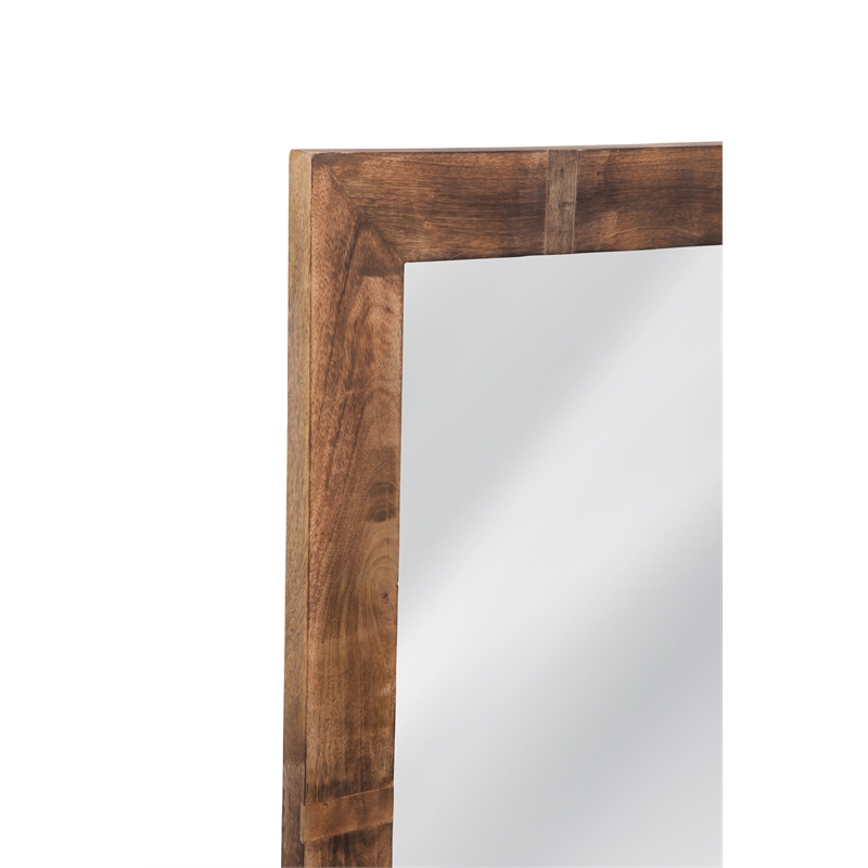 Pemberly Row Rustic Mango Wood Floor Mirror in Natural Finish