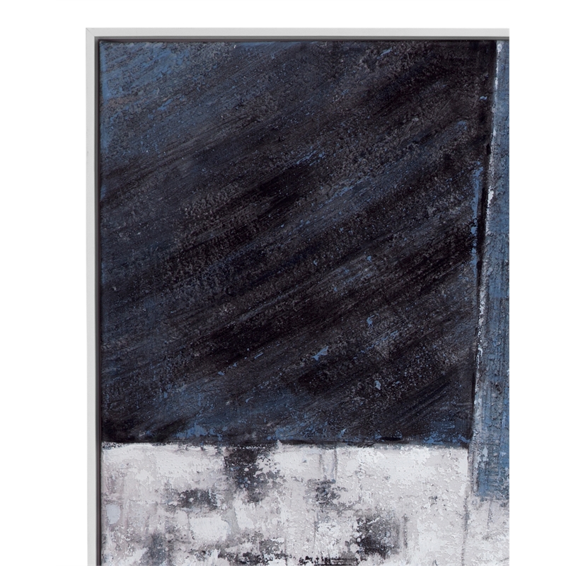 Pemberly Row Abstract Hand Painted Canvas Art in White Frame