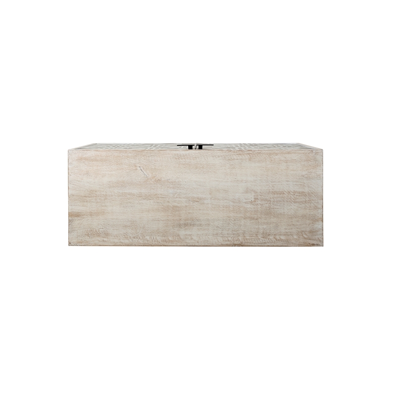Pemberly Row Whitewash Bone and Resin Bar Cabinet in Gold Base