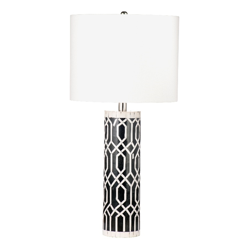 Pemberly Row Hand Crafted Bone and Resin Table Lamp in Black