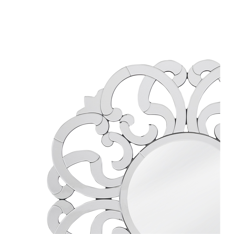 Pemberly Row Contemporary Glam Scrolling Clear Glass Wall Mirror