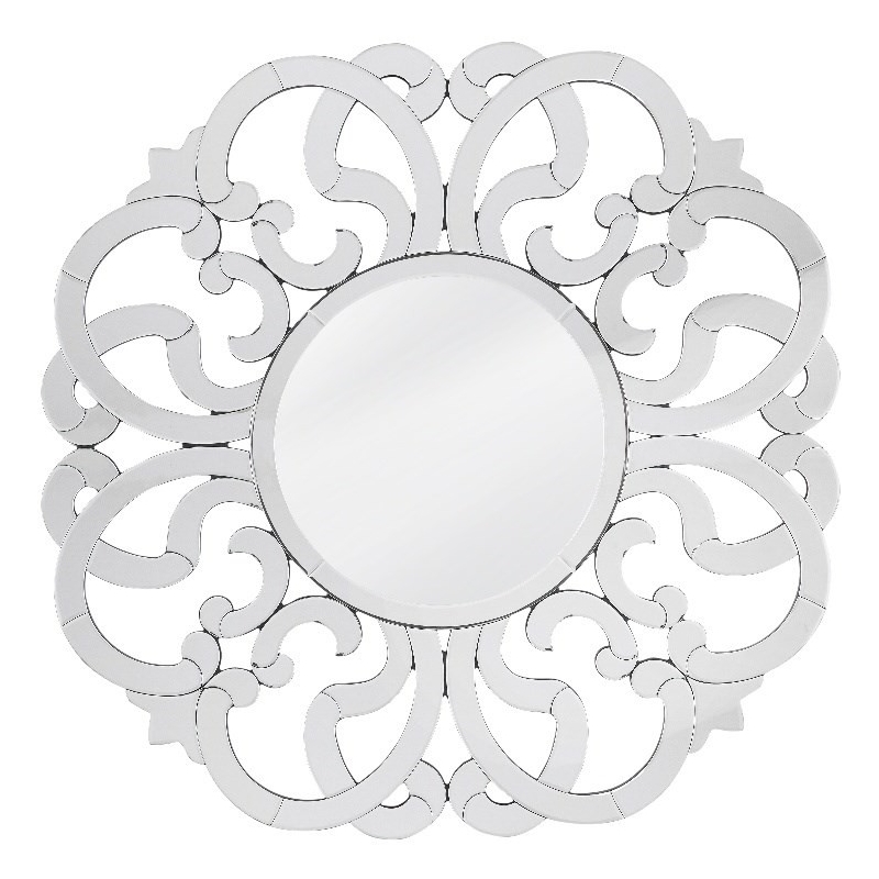 Pemberly Row Contemporary Glam Scrolling Clear Glass Wall Mirror