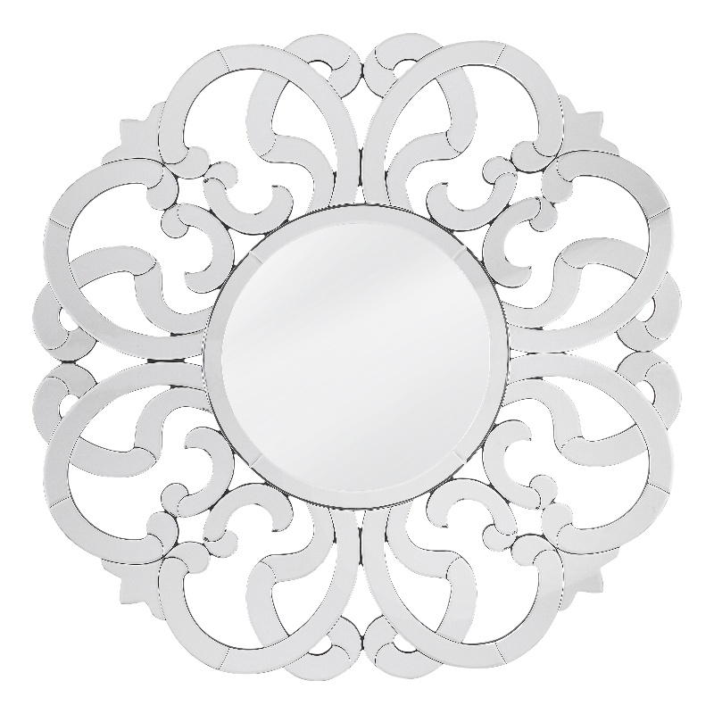 Pemberly Row Contemporary Glam Scrolling Clear Glass Wall Mirror