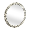 Pemberly Row Modern Round Bone Frame Wall Mirror in Blue and White
