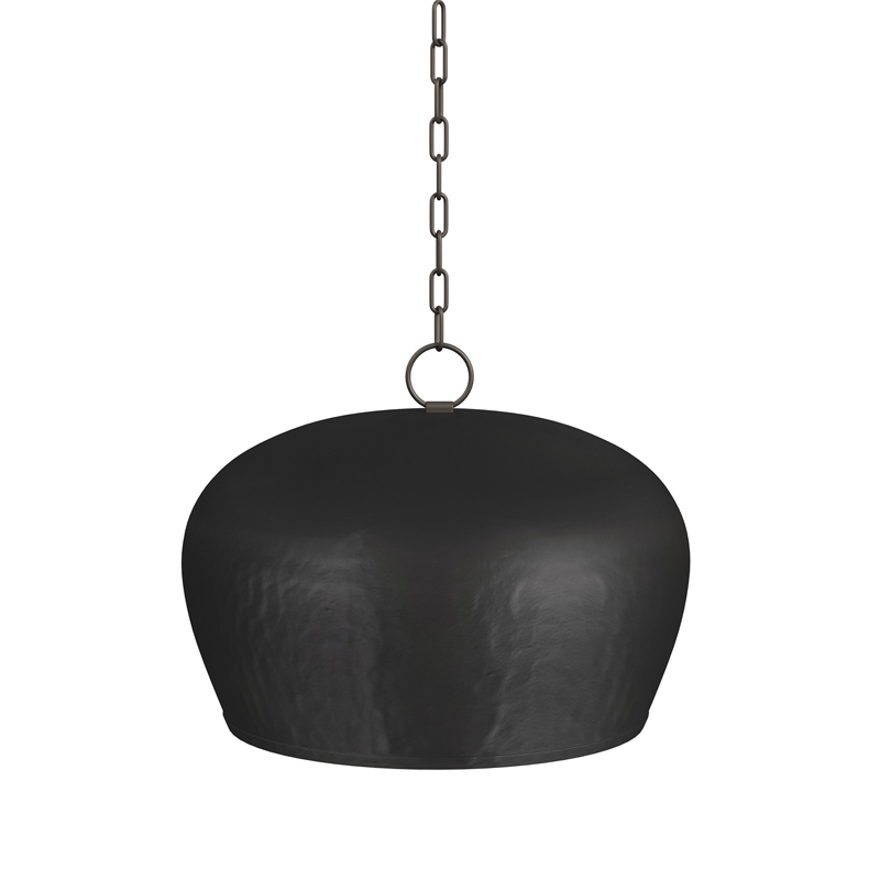 Pemberly Row Modern Hammered Iron Pendant in Dark Bronze with Gold