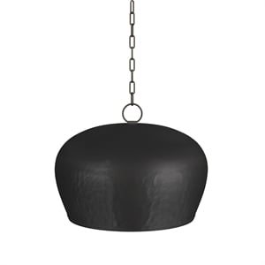 Pemberly Row Modern Hammered Iron Pendant in Dark Bronze with Gold