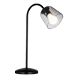 Pemberly Row Hand Crafted Iron and Glass Desk Lamp in Bronze