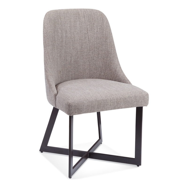 Pemberly Row Modern Angled Metal Dining Chair Set of 2 in Bronze