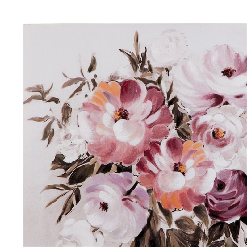 Pemberly Row Contemporary Hand Painted Floral Canvas in Purple