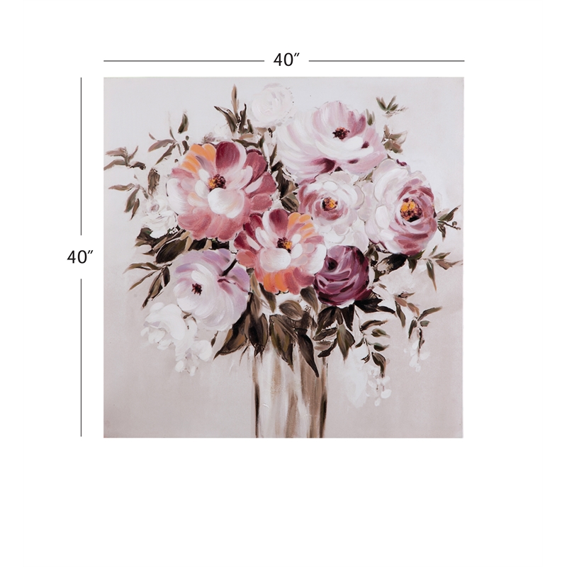 Pemberly Row Contemporary Hand Painted Floral Canvas in Purple