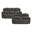 Pemberly Row Polished Microfiber 2-Piece Manual Reclining Sofa Set in Gray