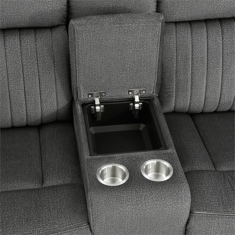 Pemberly Row 2-Piece Power Reclining Sofa Set with Nailhead Trim in Charcoal