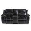 Pemberly Row Faux Leather 2-Piece Manual Reclining Sofa Set with Console - Black