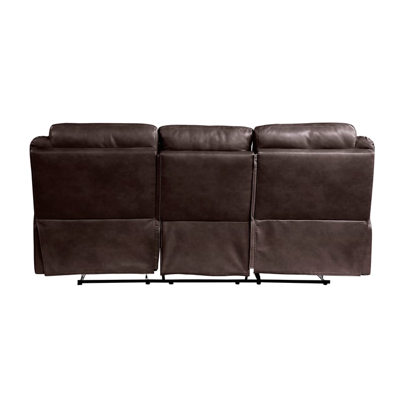 Pemberly Row Breathable Faux Leather 2-Piece Reclining Sofa Set in Dark Brown