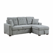 Pemberly Row Velvet 2-Piece Sectional with Pull-Out Bed and Chaise in Gray